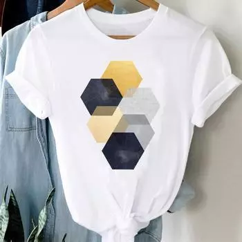 (Азиатский размер) Женская абстрактная милая милая трендовая женская футболка с принтом 90-х годов, одежда, повседневная модная футболка с коротким рукавом, женская футболка с графическим рисунком S