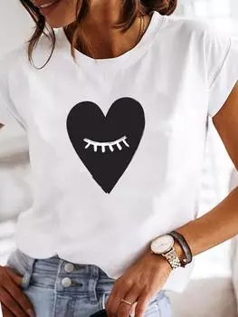 (Азиатский размер) Женская акварельная футболка с буквенным принтом в стиле 90-х годов, верхняя одежда, повседневная модная женская футболка с коротким рукавом с принтом, женские футболки с графическим рисунком S