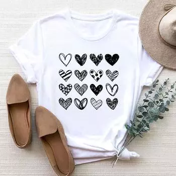 (Азиатский размер) Женская акварельная стильная тенденция 90-х годов, милая одежда с принтом, футболка, модная футболка, женские футболки с коротким рукавом и графикой S