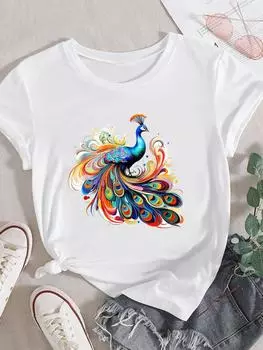 (Азиатский размер) Женская акварельная трендовая милая модная футболка с коротким рукавом, одежда с принтом, женская повседневная футболка, женские футболки с графикой S