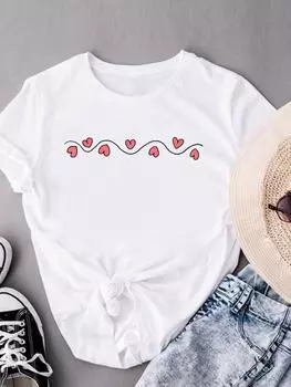 (Азиатский размер) Женская акварель, прекрасный стиль, тренд 90-х годов, модная женская футболка с коротким рукавом и принтом, верхняя одежда, повседневная футболка, женские футболки с графикой S