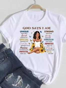 (Азиатский размер) Женская футболка Faith Flower Trend 90-х годов, повседневная одежда с коротким рукавом и модным принтом, женские футболки с графическим рисунком S