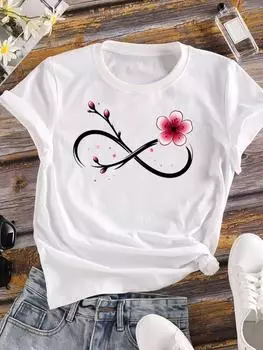 (Азиатский размер) Женская футболка, милая, милая, в стиле 90-х, повседневная футболка с коротким рукавом, модные женские футболки с принтом и графикой S