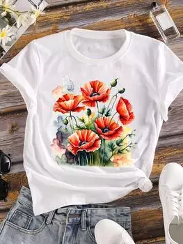 (Азиатский размер) Женская футболка, милый, стильный, милый, женская одежда, повседневная, с коротким рукавом, модная, с принтом, женские, графические футболки S