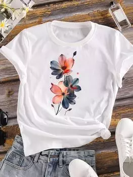 (Азиатский размер) Женская футболка, модная, милая, милая, 90-е, одежда, повседневная, с коротким рукавом, модные женские футболки с принтом и графикой S