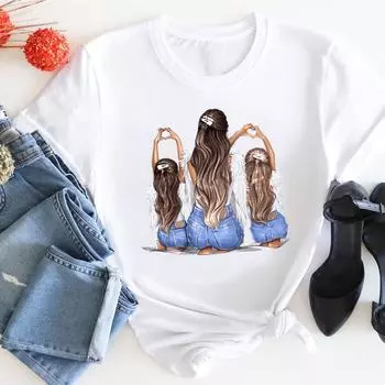 (Азиатский размер) Женская футболка с акварельным принтом в стиле мамы, тренд 90-х годов, футболка с принтом, модная женская одежда, футболки с короткими рукавами и графикой S