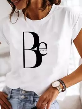 (Азиатский размер) Женская футболка с буквенным принтом, милая трендовая милая одежда, повседневная модная женская футболка с короткими рукавами и принтом, женские футболки с графикой S