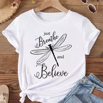 (Азиатский размер) Женская футболка с цветком дракона, милая одежда 90-х годов, футболка с принтом, модная футболка, женские футболки с коротким рукавом и графикой S