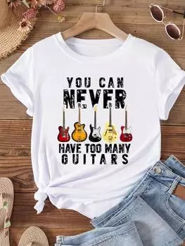 (Азиатский размер) Женская футболка с коротким рукавом Music Love Trend Футболка в стиле 90-х годов Одежда Модный принт Леди Повседневные женские футболки с графикой S