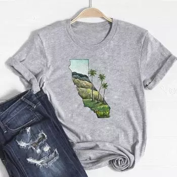 (Азиатский размер)Женская футболка с коротким рукавом, трендовая растительная живопись, 90-е годы, летняя женская футболка с принтом, модная футболка, одежда, повседневная женская футболка с графикой S