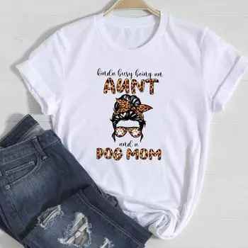 (Азиатский размер)Женская футболка с леопардовым принтом и надписью «Мама, мама, мама», модная футболка, одежда, повседневная футболка с коротким рукавом и графикой S