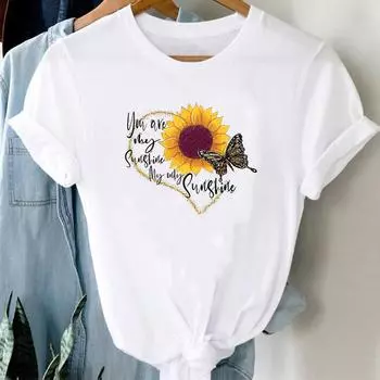 (Азиатский размер) Женская футболка с леопардовым принтом и бабочкой в стиле 90-х годов, модная футболка, одежда, повседневная женская футболка с коротким рукавом и графическим рисунком S