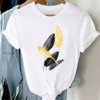 (Азиатский размер) Женская футболка с милым мультяшным принтом и милым трендом 90-х годов, женская футболка с короткими рукавами, верхняя одежда, повседневная модная футболка, женская футболка с графическим рисунком S