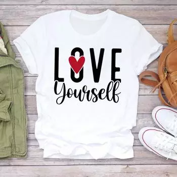 (Азиатский размер) Женская футболка с надписью «love letter» в стиле 90-х, повседневная футболка с коротким рукавом, модная футболка, верхняя одежда, женские футболки с принтом и графикой S