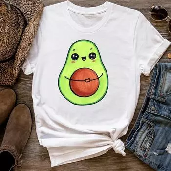 (Азиатский размер) Женская футболка с принтом авокадо, стиль любви, тренд, милый топ, модная футболка, женская футболка, одежда, футболки с короткими рукавами и графикой S