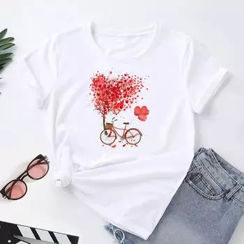 (Азиатский размер) Женская футболка с принтом, цветочный тренд, стильная милая модная футболка 90-х годов, женская одежда, футболки с короткими рукавами и графикой S