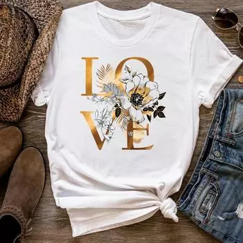 (Азиатский размер) Женская футболка с принтом Love Trend, милый милый топ 90-х годов, модная футболка, женская футболка, одежда с коротким рукавом, футболки с графикой S