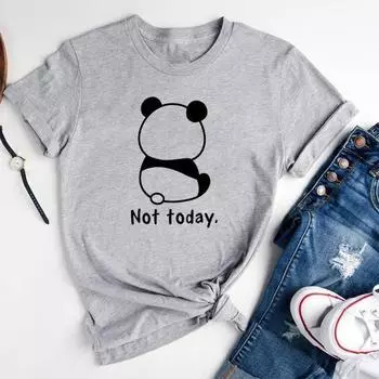 (Азиатский размер)Женская футболка с принтом, модная футболка с милой пандой, милый стиль, женская женская одежда с графическим рисунком, повседневная футболка с коротким рукавом S