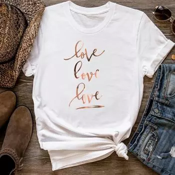(Азиатский размер) Женская футболка с принтом, модная милая футболка с буквенным принтом, женская футболка, футболки с короткими рукавами и графикой S