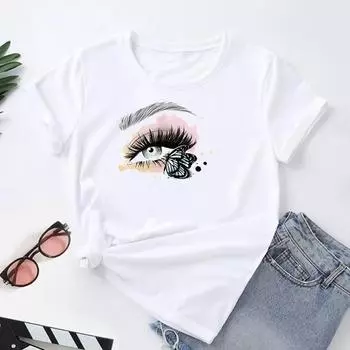 (Азиатский размер) Женская футболка с принтом, мультяшный тренд, милая модная футболка 90-х годов, женская одежда, футболки с короткими рукавами и графикой S