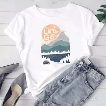 (Азиатский размер) Женская футболка с принтом Travel Holiday Love Trend 90s, модная футболка, женская одежда, футболки с короткими рукавами и графикой S