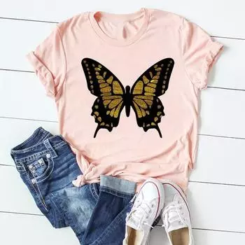 (Азиатский размер)Женская футболка с принтом, трендовый стиль, милая милая модная футболка с коротким рукавом, одежда, повседневная женская футболка с рисунком S