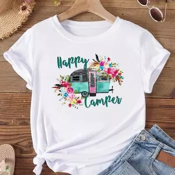 (Азиатский размер) Женская футболка с принтом, винтажная трендовая милая верхняя модная футболка 90-х годов, женская футболка, футболка с коротким рукавом и графикой S