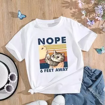 (Азиатский размер) Женская футболка с забавным котом и милым стилем, одежда с принтом, модная футболка, женские футболки с коротким рукавом и графикой S