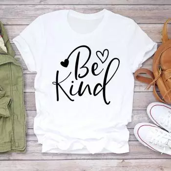 (Азиатский размер) Женская милая буква тренда милая повседневная футболка с коротким рукавом модная футболка верхняя одежда принт женская женская графическая футболка S