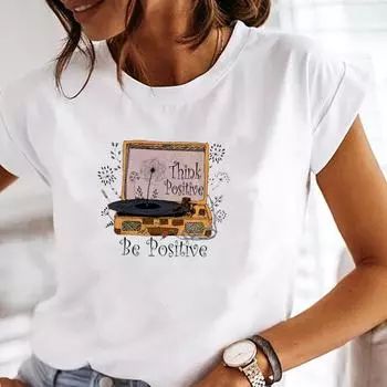 (Азиатский размер) Женская милая милая женская футболка в стиле 90-х с принтом, верхняя одежда, повседневная модная футболка с короткими рукавами, женская футболка с графическим рисунком S