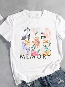 (Азиатский размер) Женская милая модная футболка с буквенным принтом в стиле 90-х с коротким рукавом и модным принтом, женская футболка, верхняя одежда, повседневная футболка, женские футболки с графикой S