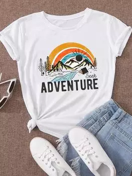 (Азиатский размер) Женская милая модная одежда в мультяшном стиле 90-х годов с коротким рукавом, повседневная футболка, женская футболка с принтом, топ, графические футболки S