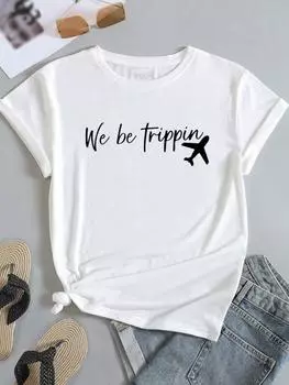 (Азиатский размер) Женская милая стильная модная футболка с коротким рукавом для отпуска, одежда с принтом, женская повседневная футболка, женские футболки с графикой S