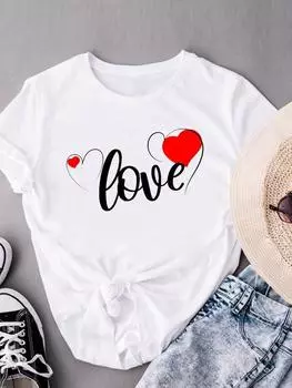 (Азиатский размер) Женская милая трендовая милая футболка 90-х с коротким рукавом и модным принтом, женская футболка, верхняя одежда, повседневная футболка, женские футболки с графикой S