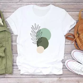 (Азиатский размер)Женская милая женская футболка с акварельным принтом 90-х годов, модная футболка, одежда, повседневная футболка с коротким рукавом и графикой S