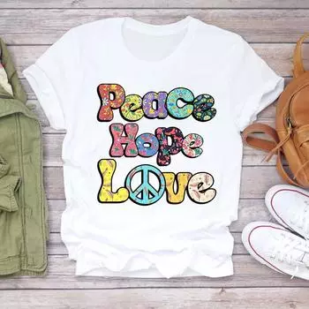 (Азиатский размер) Женская модная футболка с принтом в стиле буквы, трендовая милая футболка, повседневная модная футболка с короткими рукавами, женская футболка с графическим рисунком S