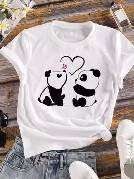 (Азиатский размер) Женская одежда Повседневный тренд мультяшный стиль милые футболки Топ с коротким рукавом футболка модные женские принты графические футболки S