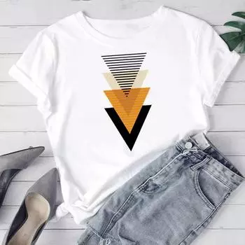 (Азиатский размер) Женская полосатая стильная милая футболка с милым принтом 90-х годов, модная футболка, женская одежда, футболки с короткими рукавами и графикой S