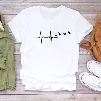 (Азиатский размер) Женская повседневная футболка с коротким рукавом, симпатичная мультяшная футболка в стиле 90-х, модная футболка, верхняя одежда, женские футболки с принтом и графикой S