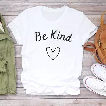 (Азиатский размер) Женская повседневная футболка с надписью «любовь в форме сердца» в стиле 90-х с коротким рукавом, модная футболка, верхняя одежда с принтом, женские графические футболки S