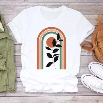 (Азиатский размер) Женская женская футболка с принтом, прекрасный тренд для отпуска, прекрасная одежда 90-х годов, повседневная модная футболка с коротким рукавом, женская футболка с графическим рисунком S