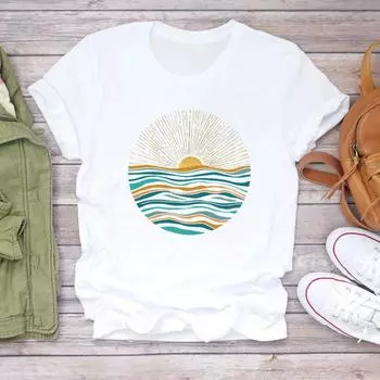 (Азиатский размер)Женская женская футболка с принтом, модная футболка, одежда, милая милая повседневная футболка с короткими рукавами и рисунком из мультфильма S