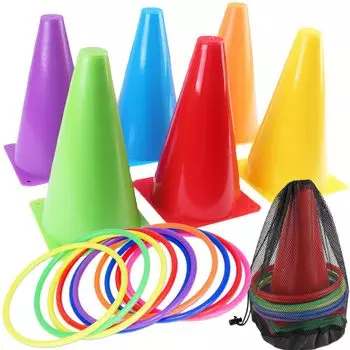 AZNABLE Набор для метания колец Игрушка для игры на открытом воздухе Детская цветная конусная игра Набор из 16 штук (16 шт.)