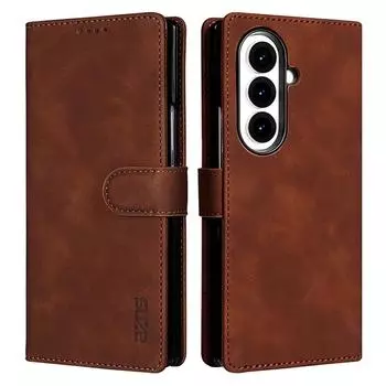 AZNS Чехол-кошелек из искусственной кожи для Samsung Galaxy Z Fold7 5G Brown