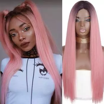 AZQUEEN синтетические парики для женщин, длинный прямой светлый парик, натуральный парик со средней частью, термостойкое волокно, натуральный парик #144