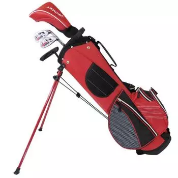 AZROF Club Set Junior Club Set 4 pieces years old Red Junior Loft angle For juniors - (1W, 7I, SW, PT) 9~12 (height 130~150cm) AZ-JR7 Right-handed