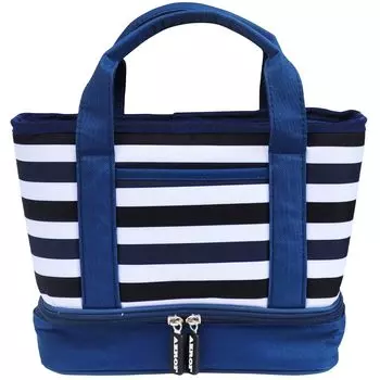 AZROF Круглые аксессуары Двухслойная круглая сумка-холодильник синяя горизонтальная полоса 271