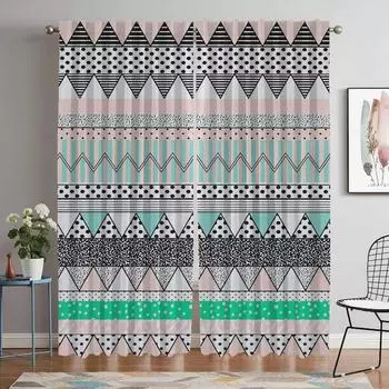 Aztec Blackout Curtains 2 Pieces Tulle for Bedroom Modern Living Room Curtains Partition Shades Window Curtain Kitchen Elegant W50xH70cmx2pcs-CL