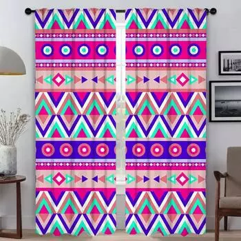 Aztec Curtains Child Room Shades Blackout Curtain for Room 2 Panel Tulle for Bedroom Partition Home Interior Curtains Living W60xH90cmx2pcs-CL