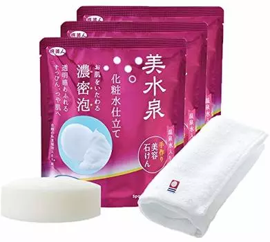 Azuma Shoji Imabari Bisuisen Лосьон ручной работы, мыло для красоты, 3 источника, вода из горячих источников, в комплекте с пенообразующей сеткой Tabibijin [включает полотенце] шт./Содержит